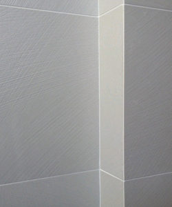 Example of Grey mitred edge tiles for use in a custom built home