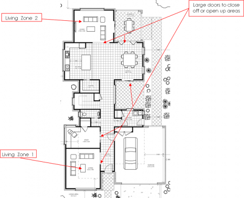 House design plans showing open plan style of living