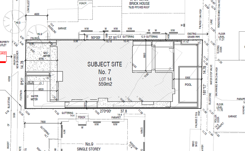 Architect drawn house site plan